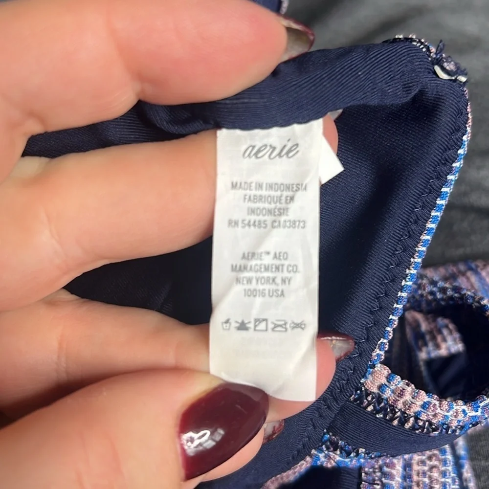 Aerie American Eagle Bandeau Striped Slit Swim Top Bikini